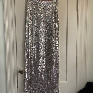Free people shell sequin maxi silver